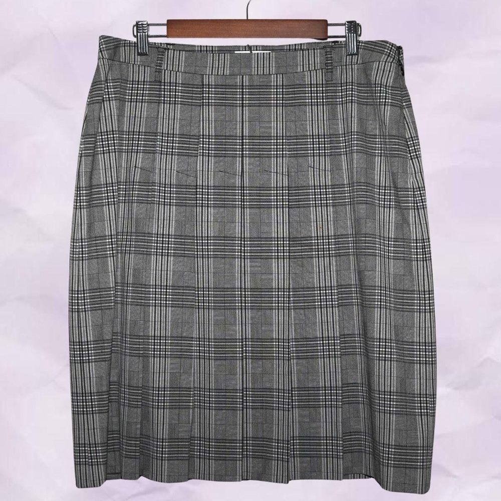 Gray Plaid Midi Skirt